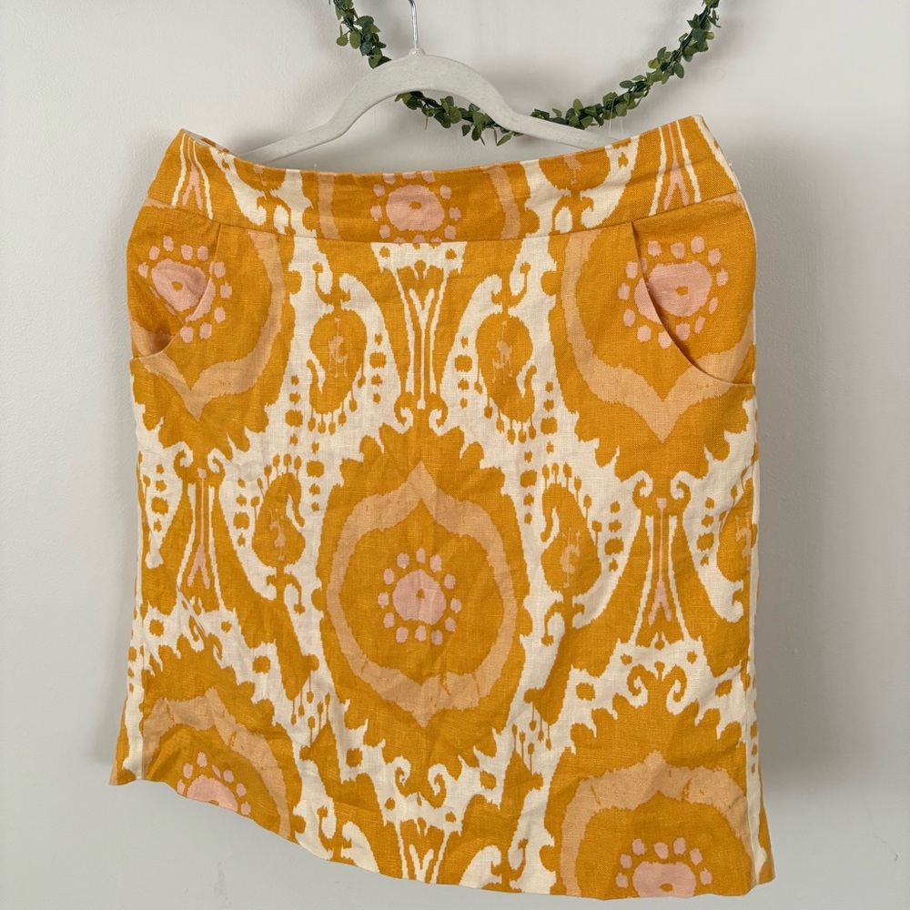 J. Crew Yellow and Cream Pencil Skirt